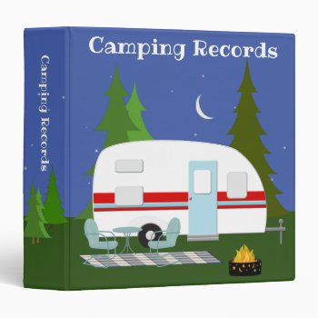 Retro Style Camping Records 3 Ring Binder by NightOwlsMenagerie at Zazzle