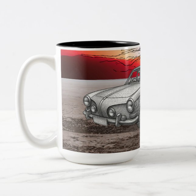 Retro Style Car Illustration Mug (Left)