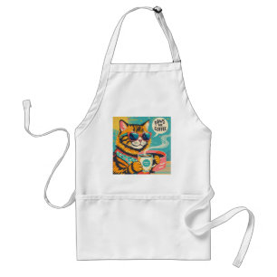 Retro-style cartoon cat wearing oversized sunglass adult apron