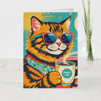 Retro-style cartoon cat wearing oversized sunglass