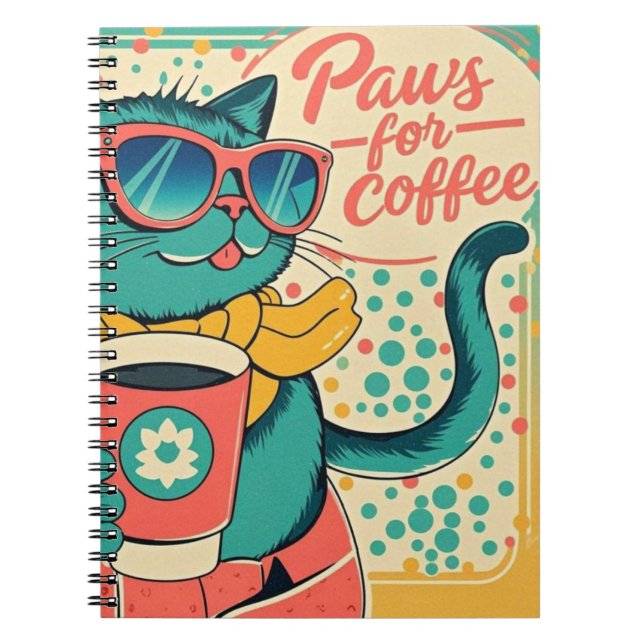 Retro-style cartoon cat wearing oversized sunglass notebook (Front)