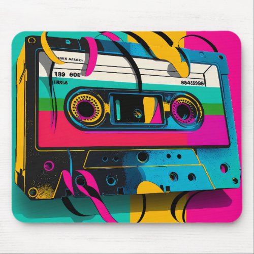 Retro style cassette tape mouse pad