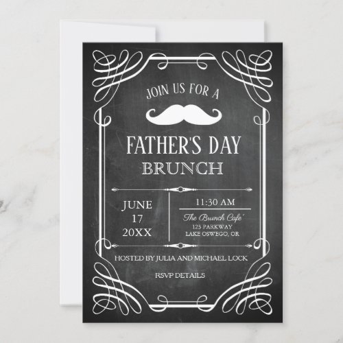 Retro Style Chalkboard Fathers Day Party Invitation