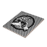 Retro Style Check Scooter Couple Tile at Zazzle