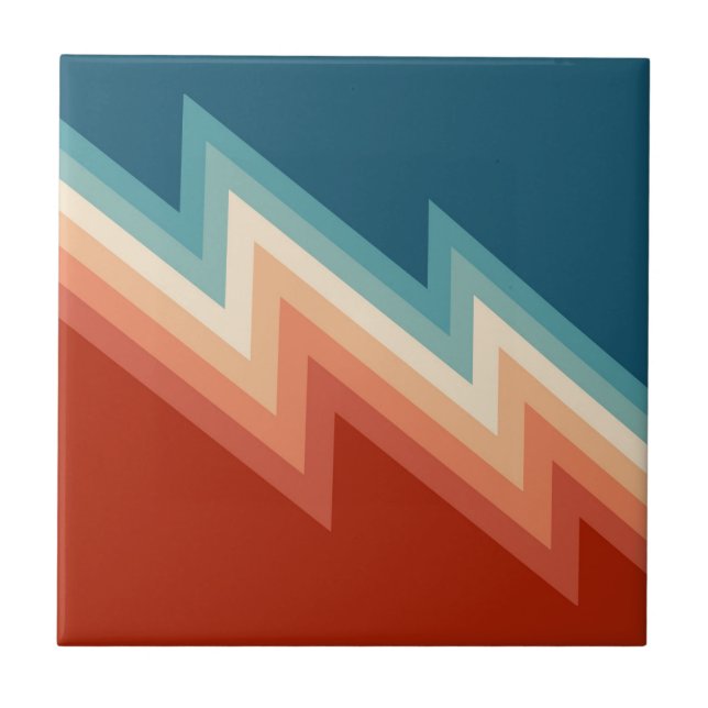 Retro style chevron pattern ceramic tile (Front)