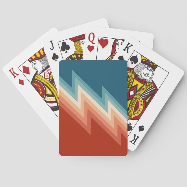Retro style chevron pattern poker cards (Back)
