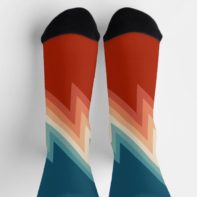 Retro style chevron pattern socks (Top)