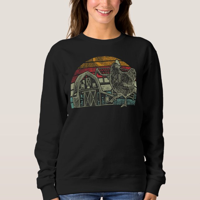 Retro Style Chicken   Farmer Vintage Farm Animals  Sweatshirt (Front)