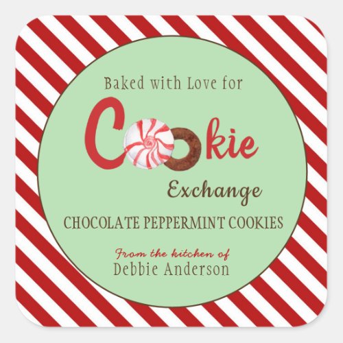 Retro style Christmas Cookie Exchange  Square Sticker