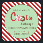 Retro style Christmas Cookie Exchange  Square Sticker<br><div class="desc">A retro style sticker label for you to decorate your homemade Holiday cookies. Great for holiday cookie exchange, gift giving & bakery. Customize by using the "Edit this design template" boxes on the right hand side of the item, or click the blue "Customize it" button to arrange the text, change...</div>