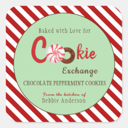 Retro style Christmas Cookie Exchange  Square Sticker