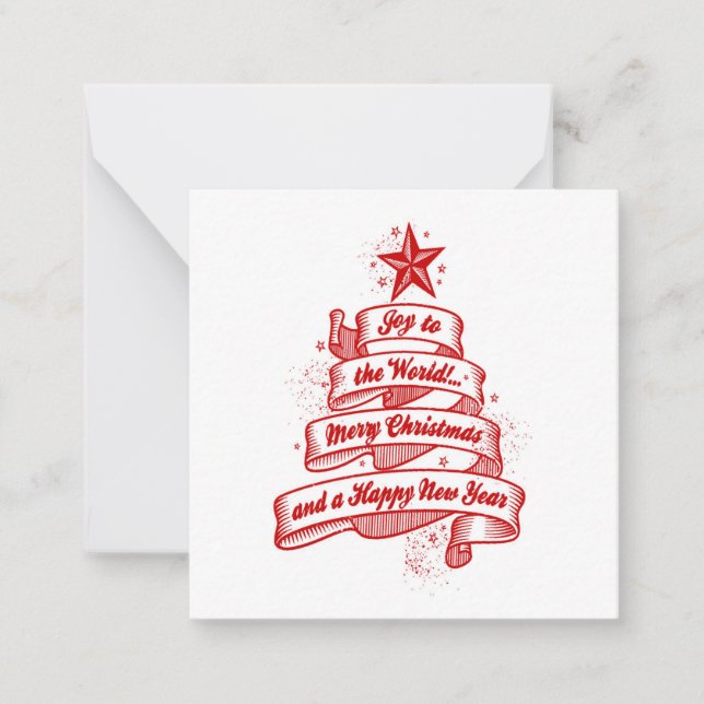 Retro Style Christmas Holiday Joy Red White Custom Note Card (Front)