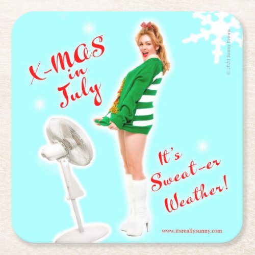 Retro Style Christmas in July Beverage Coaster