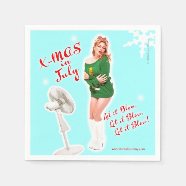 Retro Style Christmas in July beverage napkins. Napkins (Front)