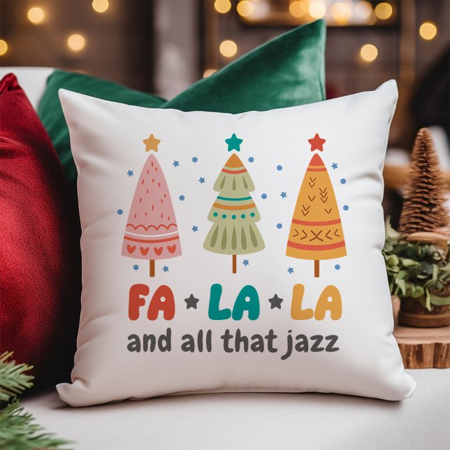 Retro Style Christmas Trees Customizable Throw Pillow (Creator Uploaded)