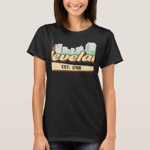 Retro Style Cleveland Ohio Lettering With Skyline T-Shirt