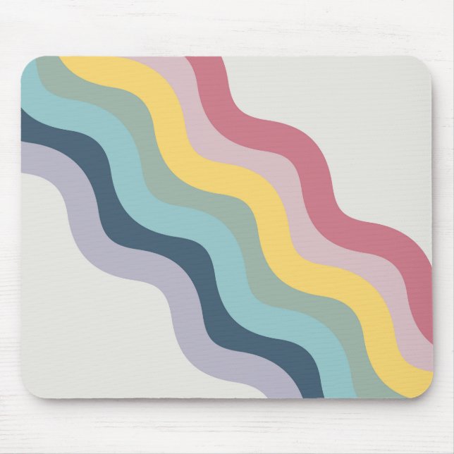 Retro style colorful diagonal waves design mouse pad (Front)