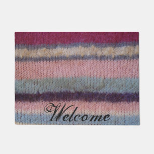 retro style colorful knitted stripes fun doormat