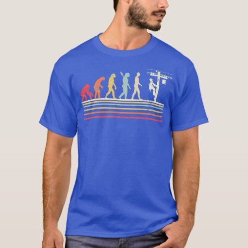 Retro Style Cool Evolution Of Lineman Electrician  T_Shirt