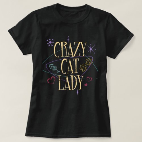 Retro Style Crazy Cat Lady Dark T_Shirt