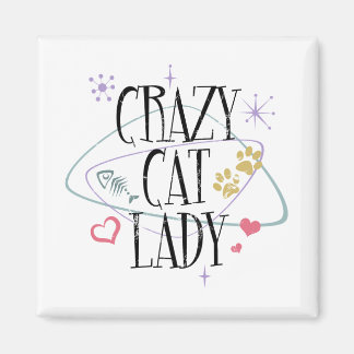 Retro Style Crazy Cat Lady Magnet
