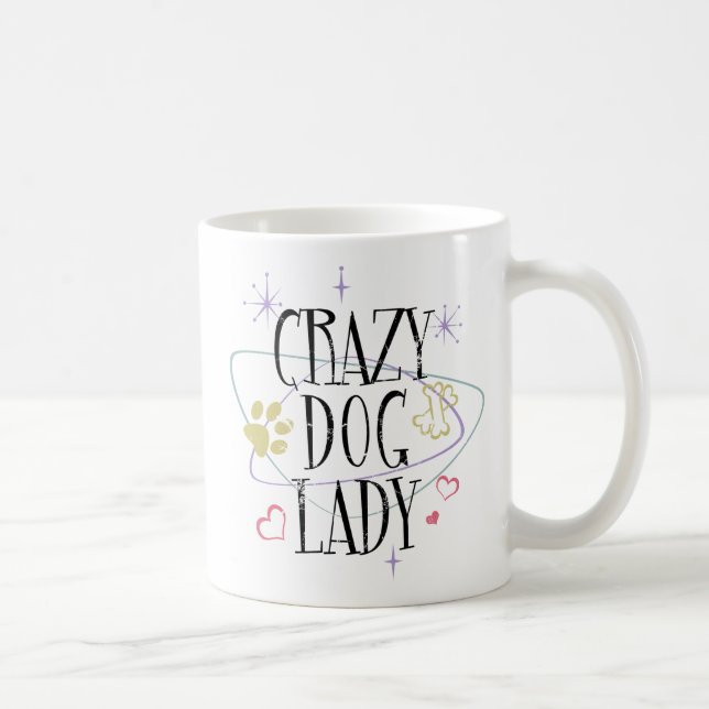 Retro Style Crazy Dog Lady Mug (Right)