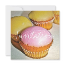 RETRO STYLE CUPCAKE BIRTHDAY INVITATION CARD