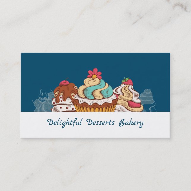 Retro Style Cupcakes Sweet Dessert Bakery Business Card (Front)