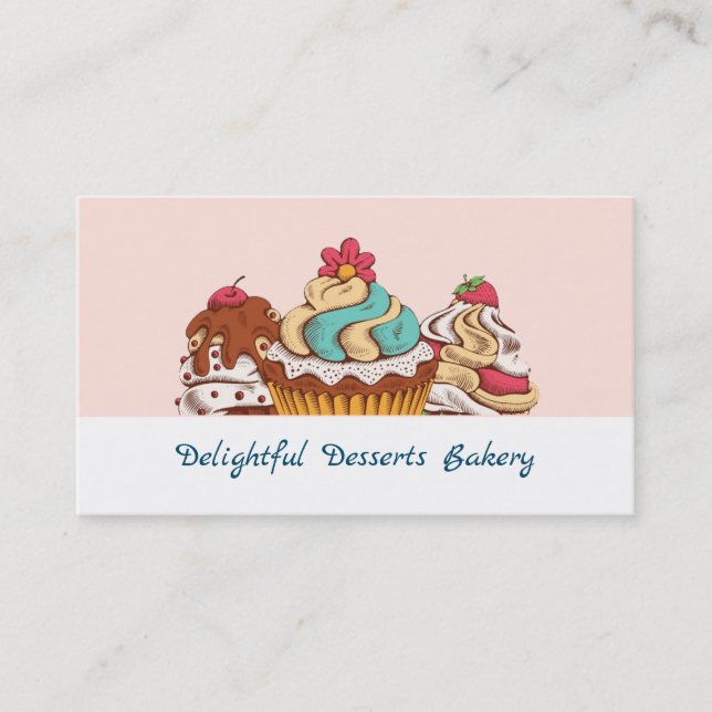 Retro Style Cupcakes Sweet Dessert Bakery Business Card (Front)