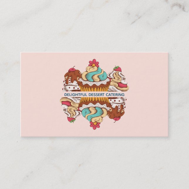 Retro Style Cupcakes Sweet Dessert Business Card (Front)