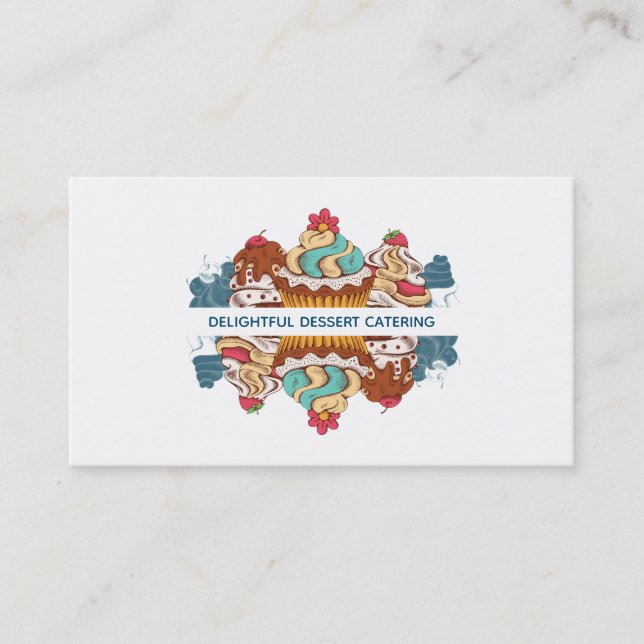 Retro Style Cupcakes Sweet Dessert Business Card (Front)