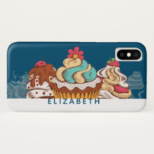 Retro Style Cupcakes Sweet Dessert iPhone X Case