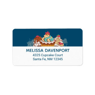 Retro Style Cupcakes Sweet Dessert Label