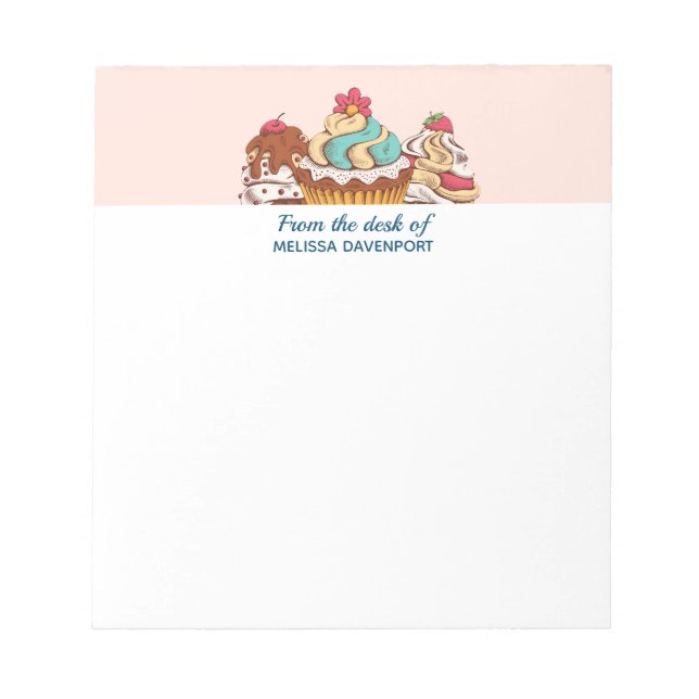 Retro Style Cupcakes Sweet Dessert Notepad (Front)