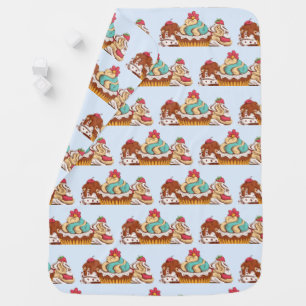 Retro Style Cupcakes Sweet Dessert Pattern Baby Blanket
