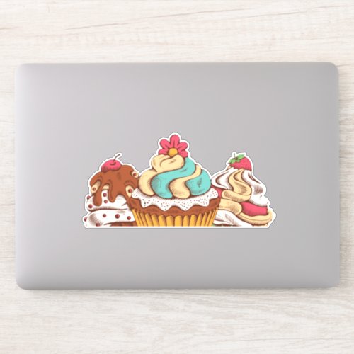 Retro Style Cupcakes Sweet Dessert Sticker