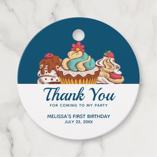 Retro Style Cupcakes Sweet Dessert Thank You Favor Tags