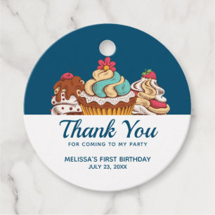 Retro Style Cupcakes Sweet Dessert Thank You Favor Tags