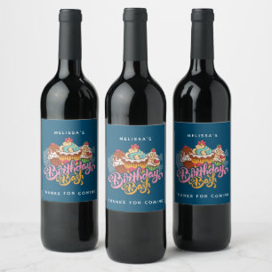 Retro Style Cupcakes Sweet Dessert Wine Label