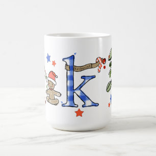 Retro Style Cute Christmas Monogram K With Name Coffee Mug