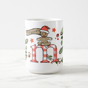 Retro Style Cute Christmas Monogram M With Name Coffee Mug
