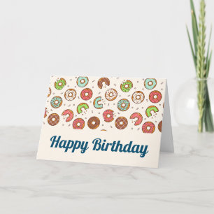 Retro Style Cute Colorful Donut Pattern Birthday Card