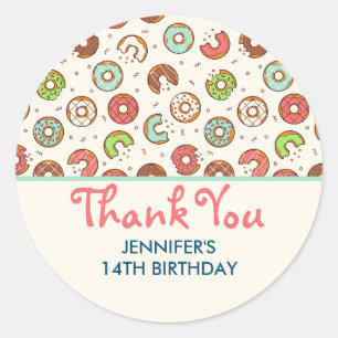 Retro Style Cute Colorful Donut Pattern Birthday Classic Round Sticker