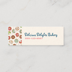 Retro Style Cute Colorful Donut Pattern Mini Business Card