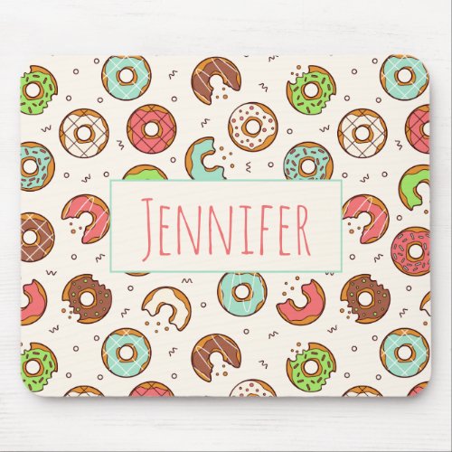 Retro Style Cute Colorful Donut Pattern Mouse Pad