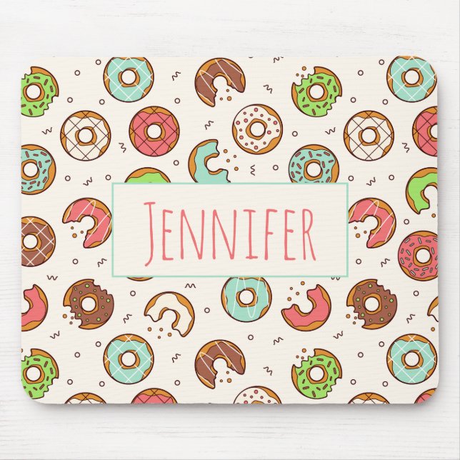 Retro Style Cute Colorful Donut Pattern Mouse Pad (Front)