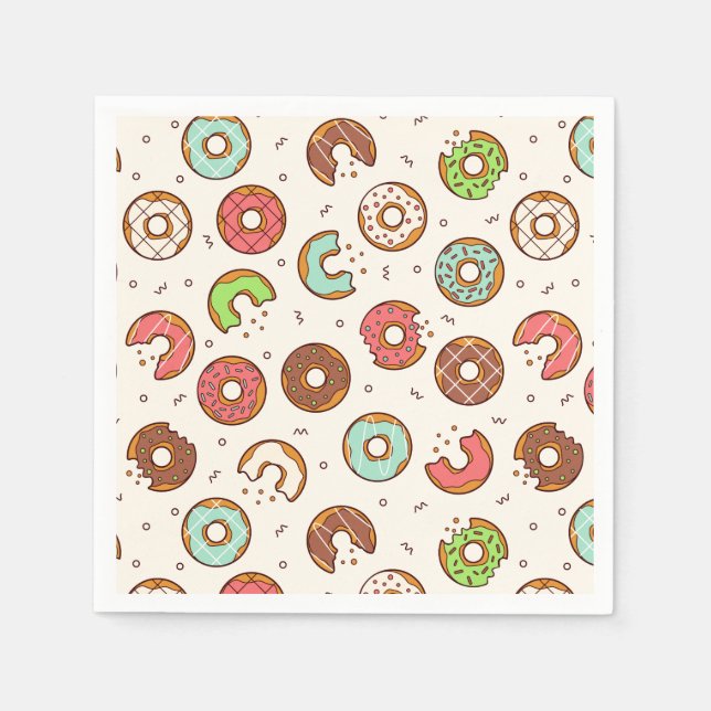 Retro Style Cute Colorful Donut Pattern Napkins (Front)