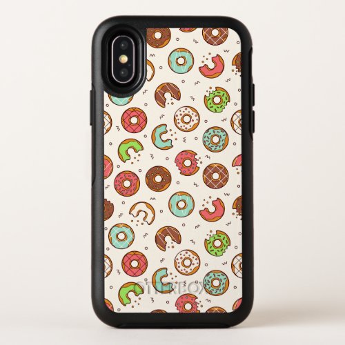 Retro Style Cute Colorful Donut Pattern OtterBox Symmetry iPhone X Case