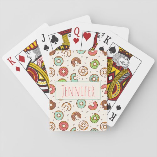 Retro Style Cute Colorful Donut Pattern Poker Cards