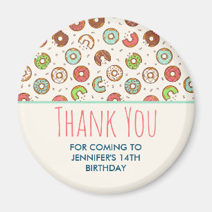Retro Style Cute Colorful Donut Pattern Thank You Magnet